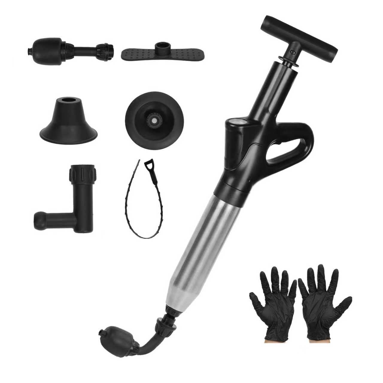 Vienki Toilet Plunger, High Pressure Toilet Plunger – Air Drain Unclogger Blaster with Visual Barometer, Heavy Duty Plungers for Bathroom Toilet, Floor, Kitchen Sink & Plumbing Clogs, Stainless Steel — view 10
