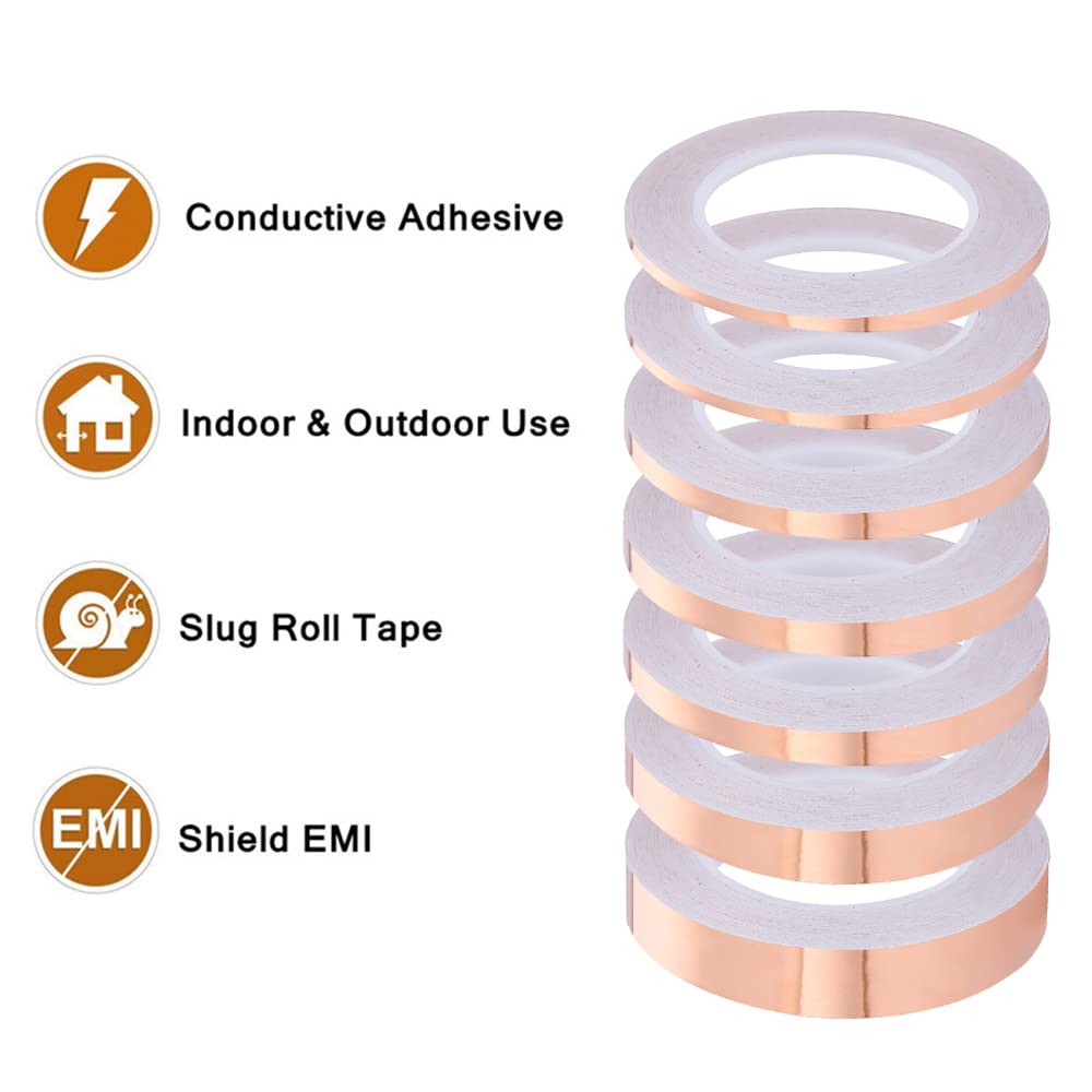 Nastro in lamina di rame da 30 m, 2 pezzi, 45 mm, nastro adesivo in rame colorato, nastro adesivo conduttivo in rame per schermatura EMI, vetrate, artigianato, riparazioni elettriche