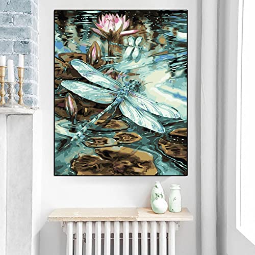 Impression sur toile libellule lac de lotus abstrait haute définition - 2