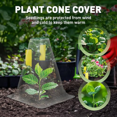 2025 Upgraded Reusable Bell Plant Covers with Rotatable Vent (10 Clear)