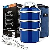 ZZQ Bento Lunch Box for Adults Kids with Insulated Lunch Bag Spoon Fork - Leakproof Stainless Steel...