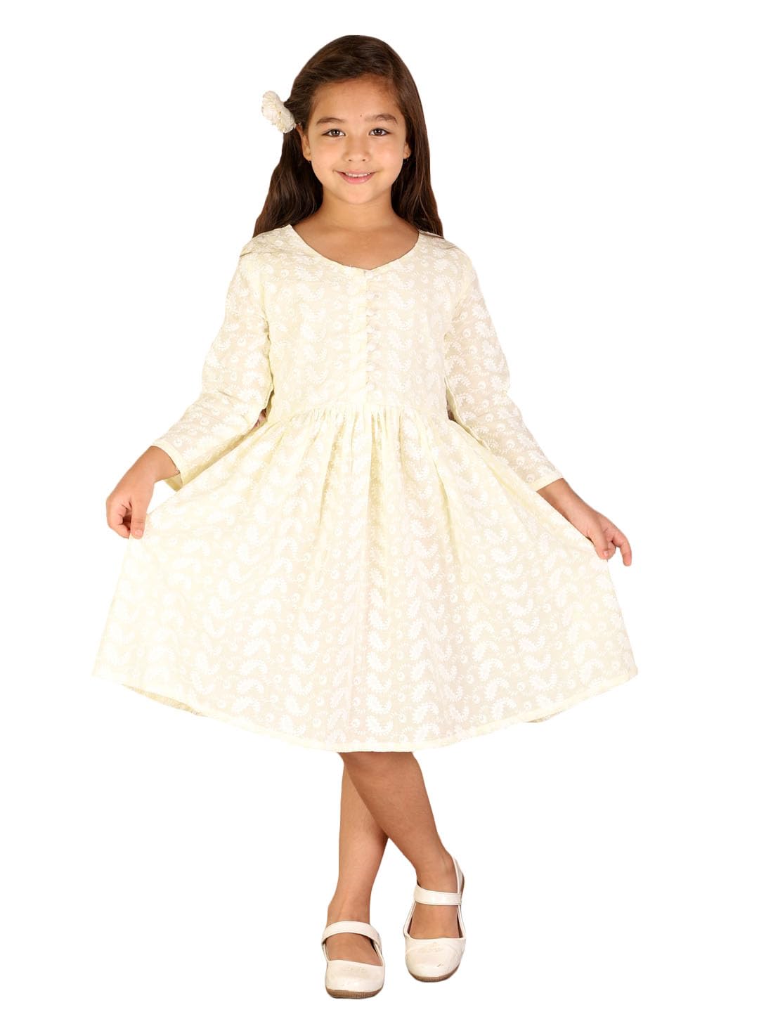 VASTRAMAY Girls Cotton Lukhnowi Chikankari Anarkali Ethnic Dress | Traditional Indian Wear for Festive & Wedding Outfit-picture-31