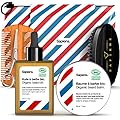 Kit Barba Uomo Sapiens Barbershop - Set Cura Barba Barba con Olio Barba e Balsamo Barba Biologico 100% Naturale Certificato ECOCERT, Pettine barba, Spazzola barba, Forbici, Borsa - Fatto in Francia
