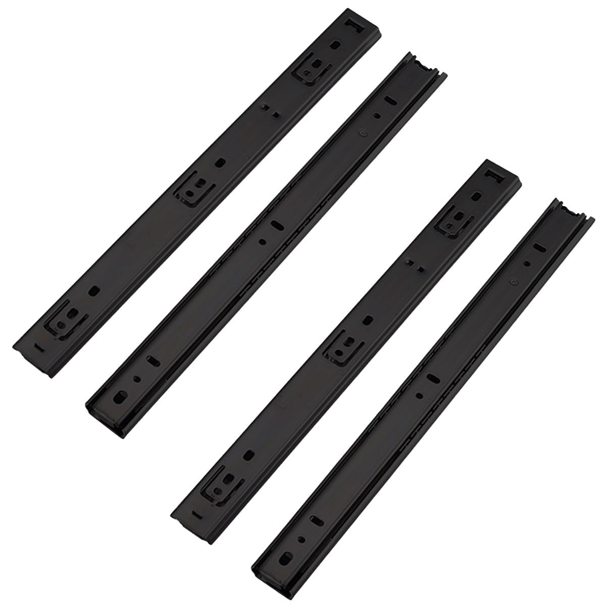 MOCNT 2 Pair (4 Piece) Heavy Duty 27mm Drawer Runners 350mm Drawer Rail Runners Ball Bearing Steel Drawer Slides Cabinet Sliding Extension Kitchen Desk Rail Runners Black