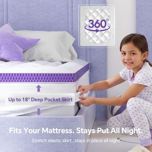 Image of ChiXpace Twin Mattress Topper, Viscose Derived from Bamboo, Soft Pillow Top | Cushioned Support, Breathable Mesh Sides, Memory Foam Blend Fill, Softens Firm Twin Beds, Teen Bedrooms, Guest Rooms, Rentals