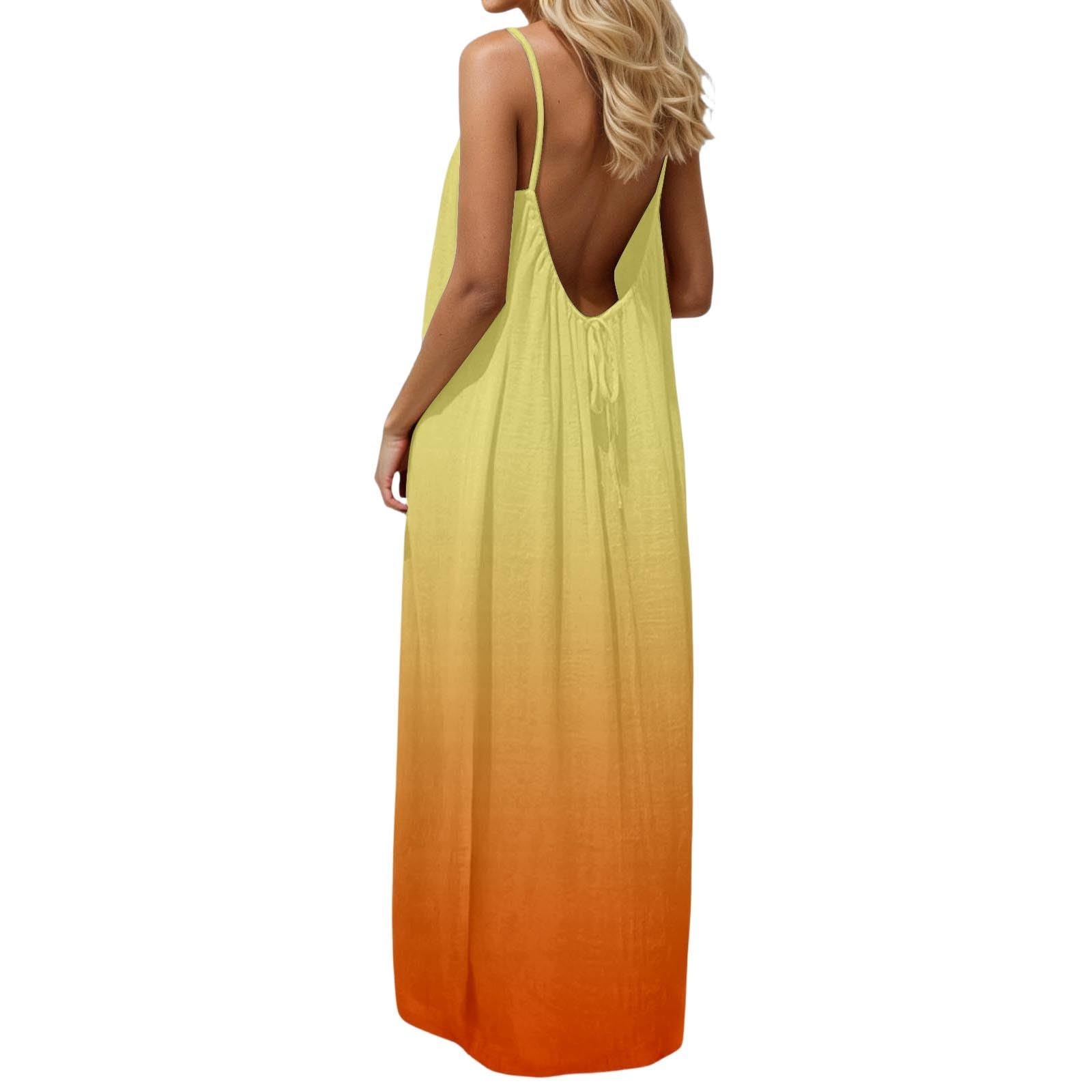 Casual 2026 Vacanza Sundresses per le Donne Trendy Sciolto Backless Spiaggia Estate Sundresses Party Primavera Gradiente Camisole Carino Ritorno a casa Flowy Club Elegante Abiti da sole Modesto Estate