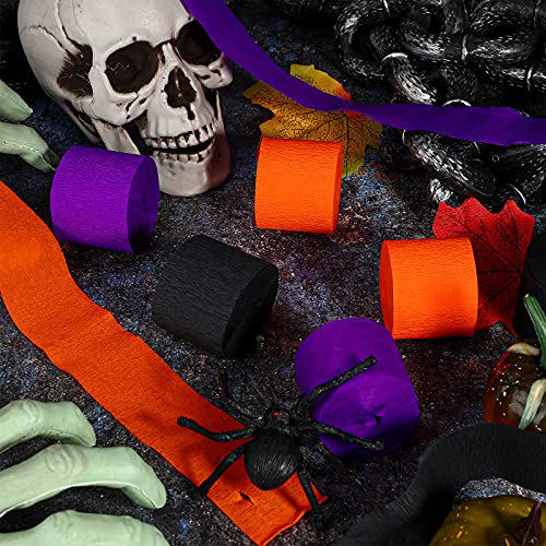 392 Ft Totally Halloween Crepe Paper Streamer Orange Black Purple Crepe Paper Rolls Hanging Classic Streamers Backdrops For Halloween Party Decoration, 12 Rolls #TOP2