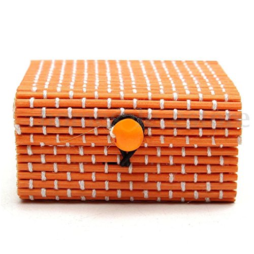 Caja de Slmacenamiento, Anillo collar pendientes bambú madera caso joyería cajas de almacenamiento titular Posh LMMVP (D, 7cm x 7cm x 4cm)