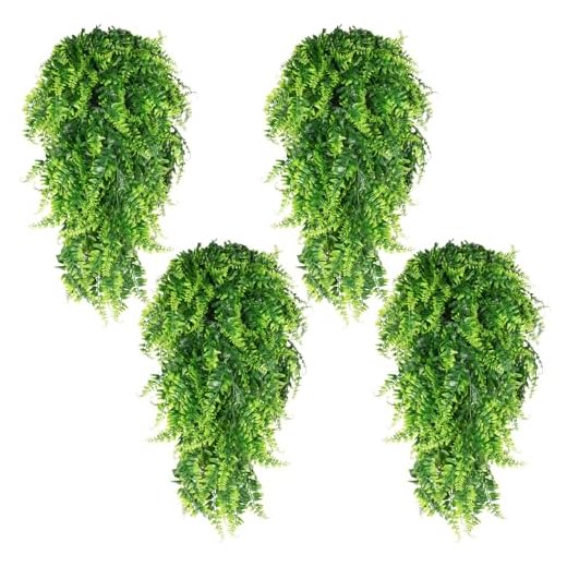 Hywean Homd 4 Piezas Plantas Colgantes Naturales con Luces de Cadena, Plantas Artificiales Colgantes Enredadera, Helechos Decoración Pared Terraza, Interior, Exterior, Boda, Jardín, Dormitorio