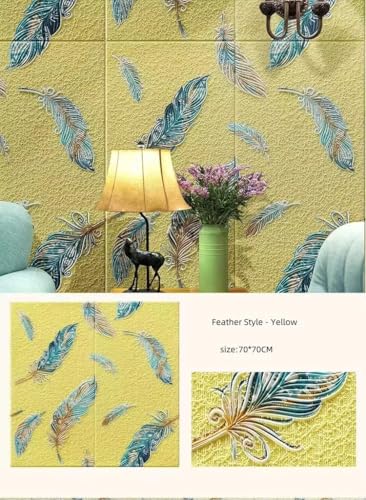Image of 3D Brick Wallpaper for Wall | Self Adhesive PE Foam DIY Panel | Peel & Stick Decor for Home, Living, Bedroom & Office (70 x 77 cm, Appx 5.8 Sq Ft) (1, MP YELLOW-01)