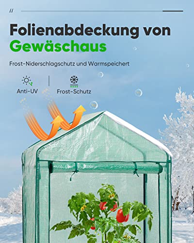 Foto von Quictent Foliengewächshaus 190 x 100 x 50 cm Tomatengewächshaus mit Spitzdach, Tomatenhaus mit aufrollbare Türen für Gemüse, Obst, Blumen, Garten, Balkon, Grün