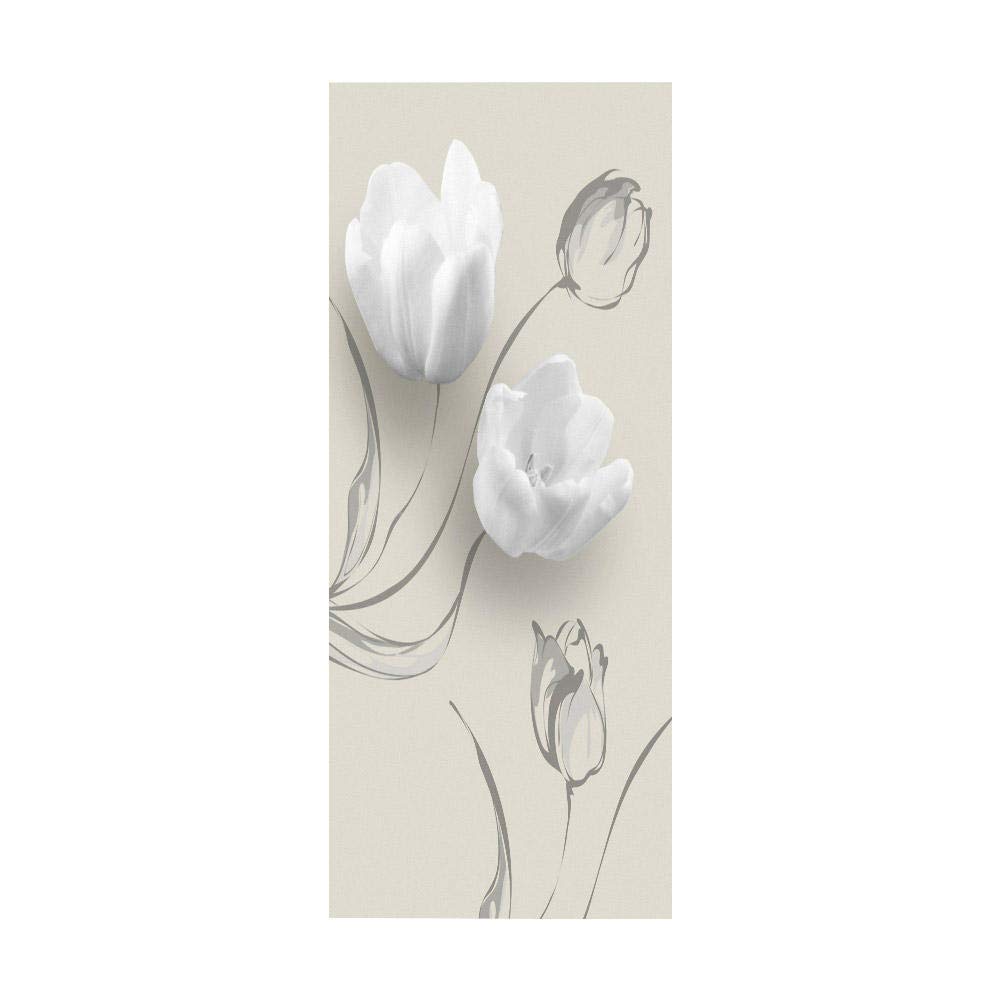 3D Door Sticker White Flower Self-Adhesive Mural Home Decoration Wall Stickers Bedroom Living Room Removable Poster Art Stickers-95x215cm