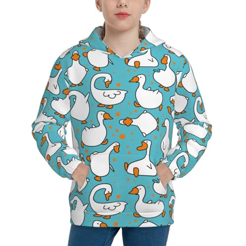 Cartoon Funny Goose Kids Pullover Hoodies Boys Sweatshirts Girls Athletic Clothes with Pocket