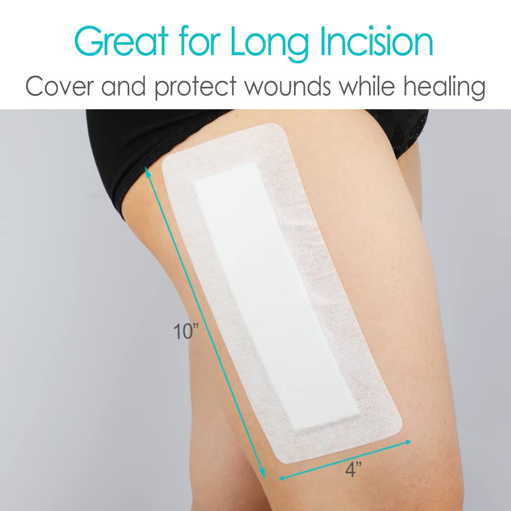 Amazon.com: 20 Pcs Breathable Knee Replacement Surgery Island Dressing |  4x10 Inch Long Post Surgery Bordered Gauze Bandage with Adhesive Border +  Absorbent Dressing Pad, Hip Surgery Large Wound Incision Recovery :