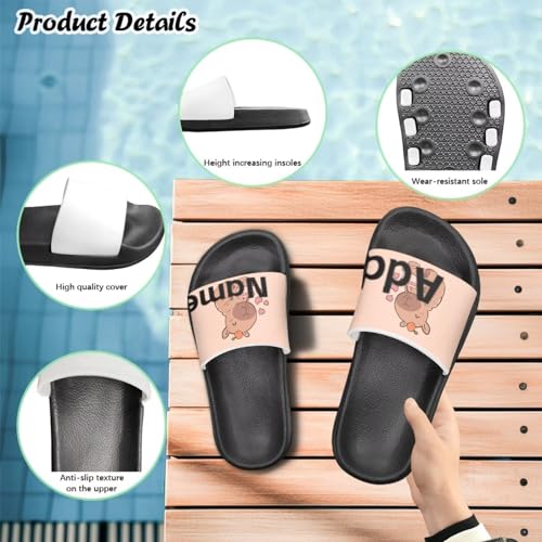 Image of Unisex Slides for Girls Boys Comfortable Slippers Slides Non-slip Shower Shoes House Fashion Thick for Indoor & Outdoor Gifts