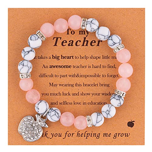 VICKHU Teacher appreciation gifts,Natural Stone teacher Bracelet gifts for...