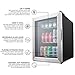 Ivation 62 Can Beverage Refrigerator, Freestanding Ultra Cool Mini Fridge, Beer, Cocktails, Soda, Juice Cooler for Home & Office, Reversible Glass Door & Adjustable Shelving - Stainless Steel