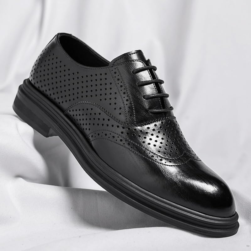 Men's Breathable Comfortable Business Oxford Shoes Fashion Classic Pointed Toe Lace Up Low Top Leather Dress Shoes4
