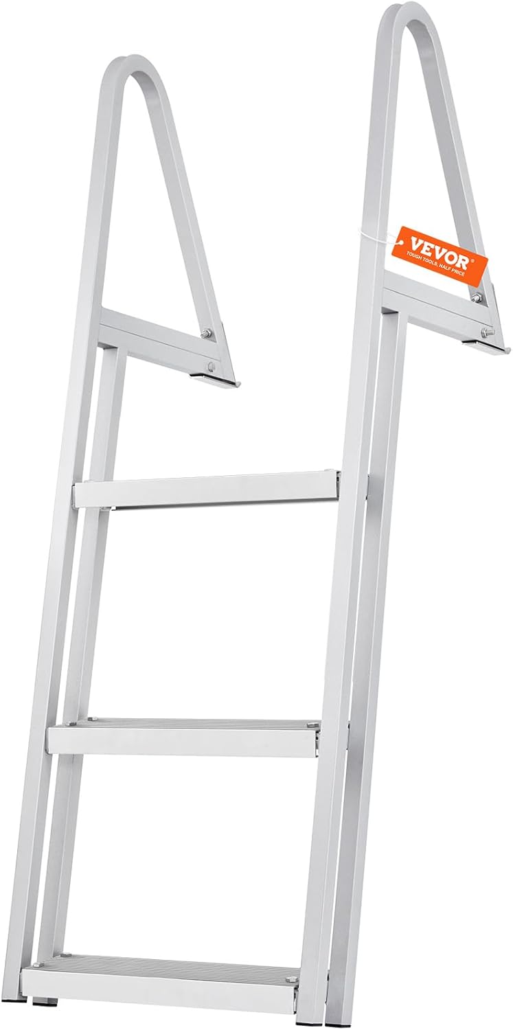 VEVOR Removable Dock Ladder 3/4/5 Steps, 350/500lbs Load Capacity, Aluminum Swim Ladders, Pontoon Boat Ladder with Nonslip Design for Lake, Marine Boarding, Pool