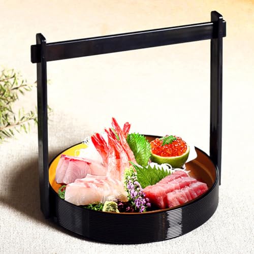 Bandeja para sushi estilo japonés pequeña de plástico dorado miniatura 5