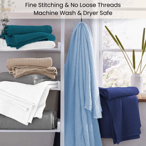 Cotton Clinic Waffle Bed Blanket - All Season Blanket - Soft Breathable Lightweight - Perfect For Layering Any Bed - Cozy Thermal Blanket For Sofa, Chair - Twin Size (90’’Lx60’’W) - White #TOP6