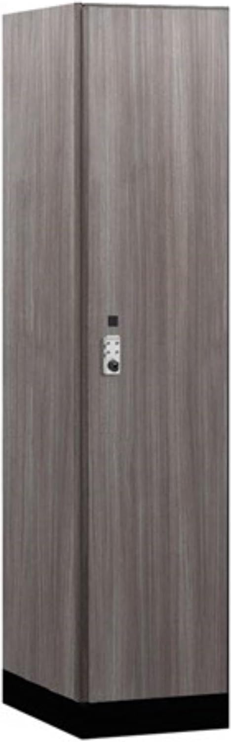 Salsbury 18" Wide Premier Wood Locker-Single Tier-1 Wide-6 Feet High-21 Deep-Skyline Walnut-Silver Resettable Combination Locks