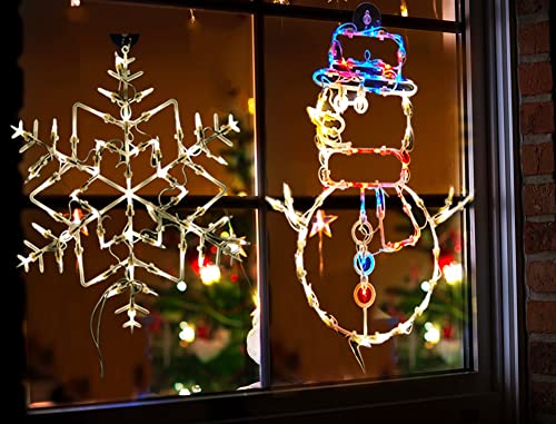 Aogu Christmas Window Silhouette Lighted 16 Inch Xmas Decoration For Window Home Room Party Shop Indoor Window Light Pack Of 2 (Snowflake And Snowman) #TOP2