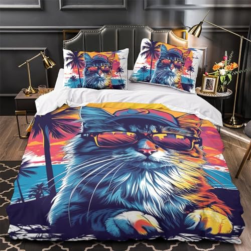 Parure de lit chat 140x200 microfibre pour remplacer les draps rêches qui grattent