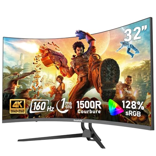 Gawfolk Écran PC 32 Pouces 4K UHD incurvé