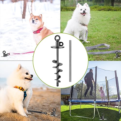 Lifeswell 38,1 cm Langer Hunde-Angelrand, robuster Hundeanker für Hunde bis zu 100 kg, kein Verheddern, zu entfernen, ideal für Hof, Camping und Strand, 1 Packung (schwarz)