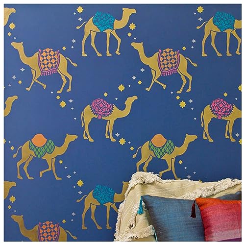 Image of Kayra Decor Large Camel Safari Wall Stencil -Pack of 1, Sheet Size 24 x 36 inch|Design Size 21 x 30 inch.