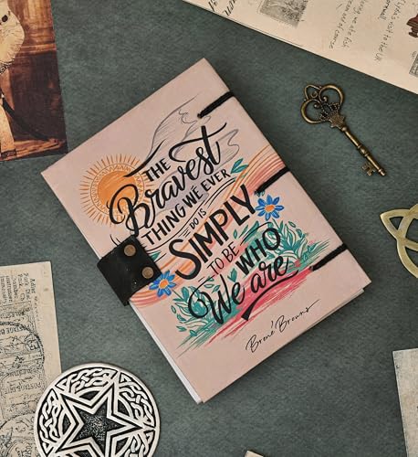 Image of Handmade Journal with Lock | ?The Bravest Thing? Motivational Quote Diary ? Eco-Friendly Recycled Paper (7x5 Inch)