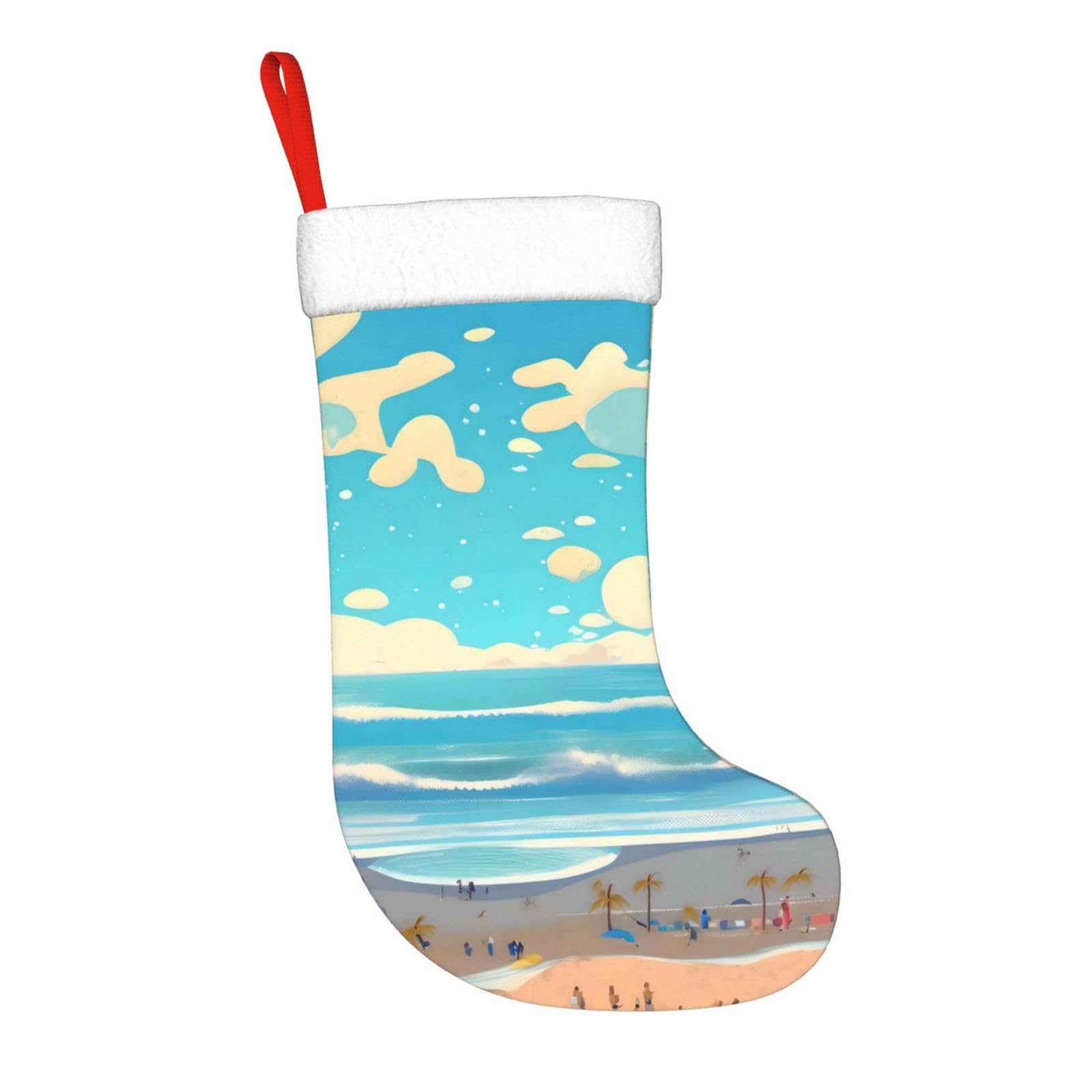 AthuAh Beach Cartoon Christmas Socks, Personalized Christmas Socks, Decorating Socks, Suitable