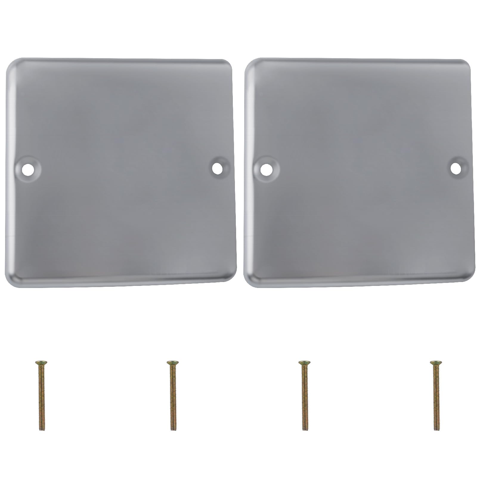 UFURMATE 2Pcs Blank Wall Plate Covers, Stainless Steel Wall Hole Cover Blank Device Electrical Covers for Socket,Unused Outlets or Switches (Silver,105mm)