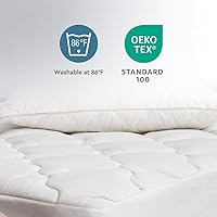 Vista 4 de YATAS BEDDING Protector de colchón de lana, funda de colchón con funda 100% algodón y relleno de lana certificado especial, funda de cama