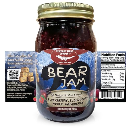 Newport Jerky Company Bear Jam – 16 oz All-Natural Fruit Spread with Blackberries, Elderberries, Apples & Raspberries – Handmade in Small Batches – Gluten-Free, Fat-Free (1 Jar)