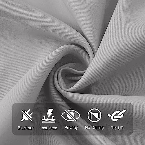Verdunkelungstürvorhänge, französische Türjalousien kleben auf Vorhänge für Privatsphäre und Lichtsteuerung, thermische Verdunkelungsvorhänge Haustürvorhang binden (Light Grey, 66*173CM(26*68Inch))