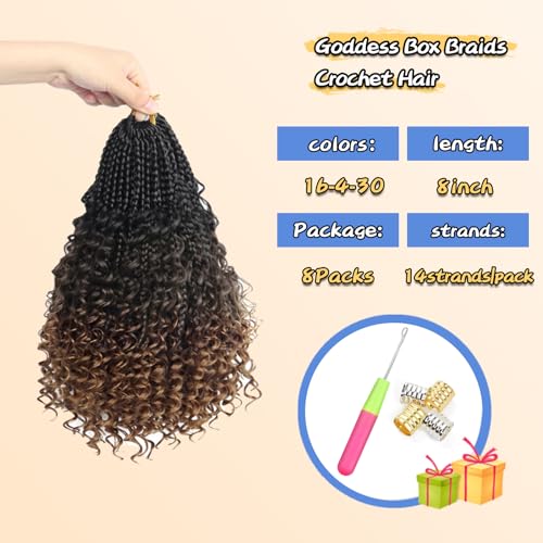 image for Yebo Boho Box Braids Crochet Hair 8 Inch Pre-looped Goddess Box Braids
