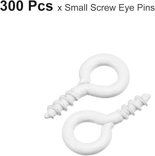 Miniatura 20 de uxcell 300 ganchos pequeños de ojo de tornillo con rosca, tornillos roscados, tornillo autorroscante de 0.31 x 0.39 pulgadas para hacer joyas, Negro