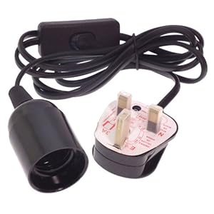 Reptile Plastic Bulb Holder Screw E27 50W with Switch 1.8m Cable