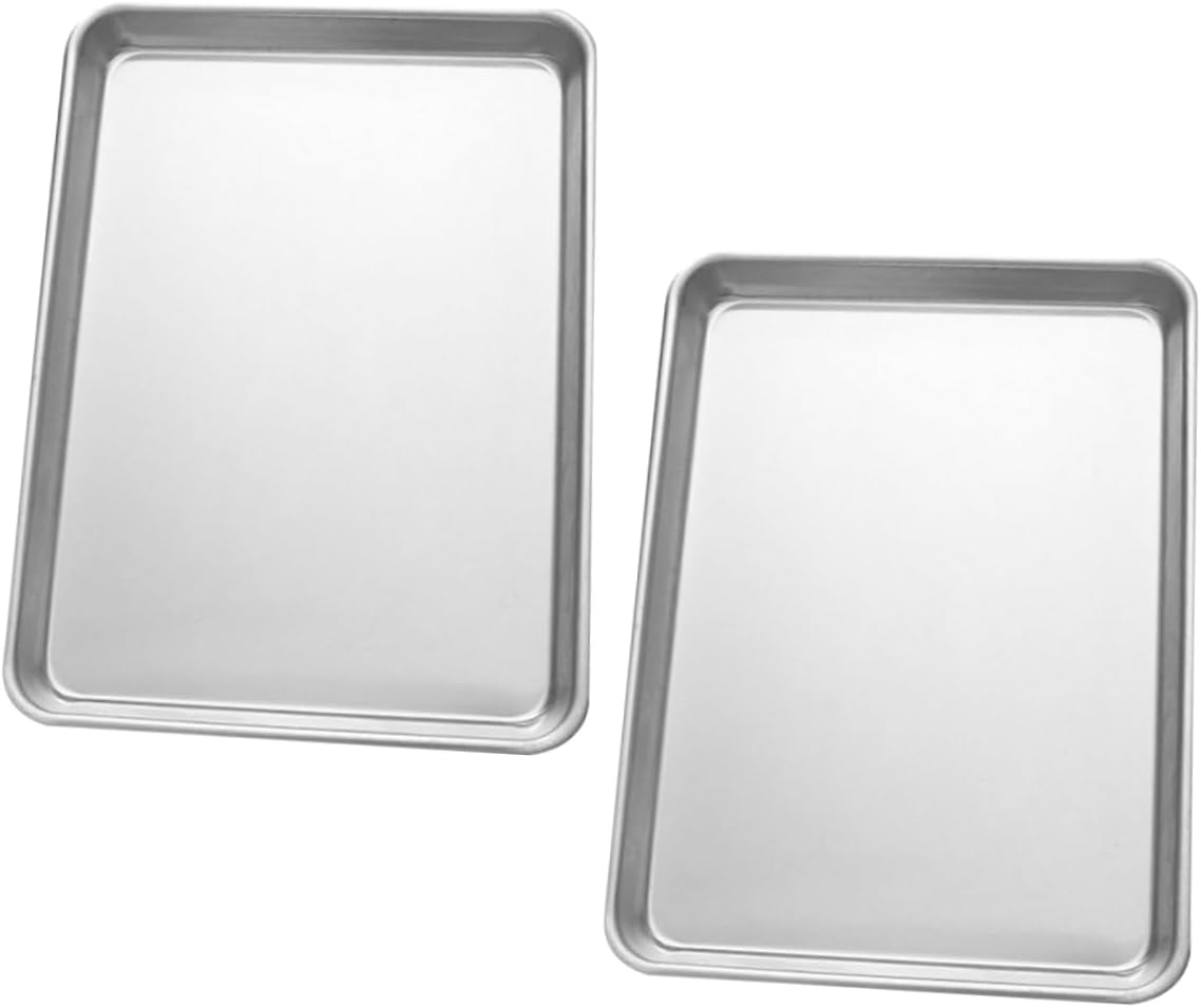2pcs Non-stick Aluminum Alloy Cake Pan Lightweight Baking Trays for Cookies Clean Baking Tools for Home Restaurant Kitchen Use