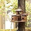 2in1 Bird House&Bird Feeder.Bird House for Outside,Hummingbird House with 6 Hole,Bluebird Finch Cardinals Hanging Big Birdhouse,Nesting Box Birdhouse for Backyard/Patio Decor.