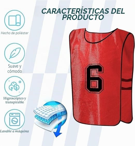 24 chalecos de entrenamiento para fútbol, baloncesto, petos de fútbol, pinnies, reversibles, numerados, para deportes de equipo (rojo y amarillo), rojo, amarillo, 40 x 65 cm