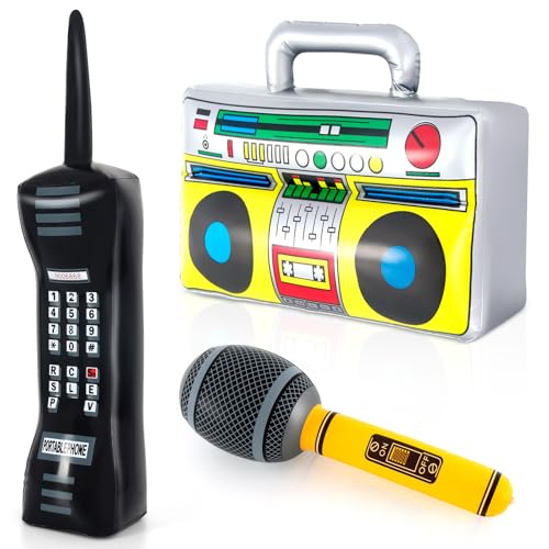 Inflatable Phone,Inflatable Radio Boombox Microphone,80s 90s Party Decorations,Hip Hop Music Themed...