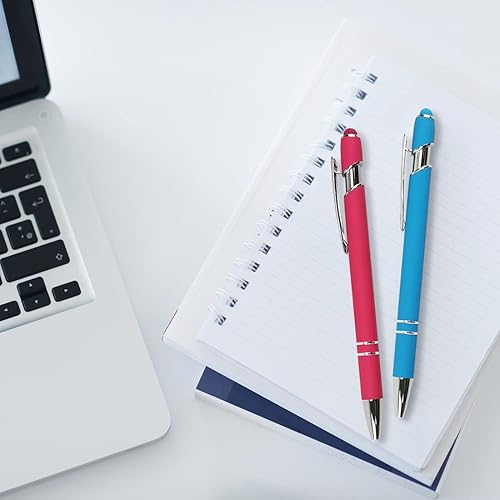 Miniatura 5 de Oddmoal Bolígrafo con punta de lápiz capacitivo bolígrafo de metal suave al tacto punta media de 0039in tinta negra 12 unidades 6 colores