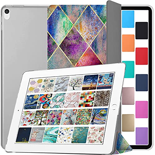 Image of DuraSafe Cases for iPad 10.5 Inch 2017 Air 3 2019 [ PRO 10.5 Air 3rd Gen ] A1701 A2152 A2123 MUUL2HN /A MUUK2HN /A MUUJ2HN /A MQDX2HN /A PrintediPad Cover Translucent Frosted Hard Back - Diamond Grid