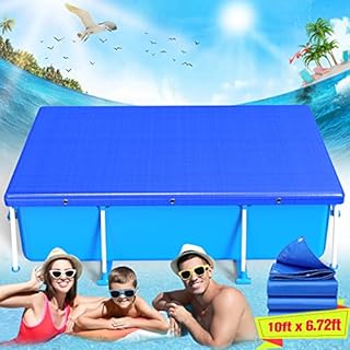 Rectangle Pool Cover,Pool Covers for Inflatable Pools,Rectangular Swimming Pool Cover Above Ground 10ft x 6.7ft /120 X 80inch Square Frame Small Pool Cover Protector Waterproof Rainproof Dustproof
