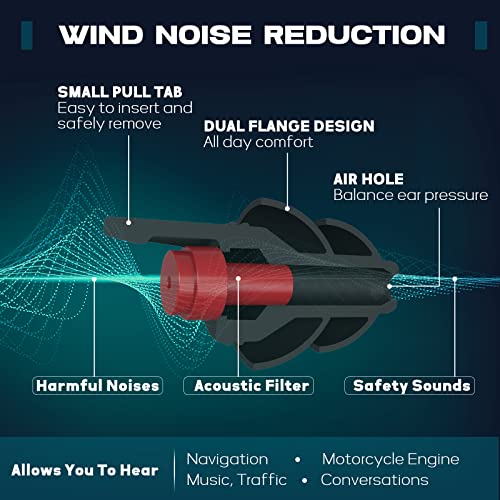 Image of Motorcycle Ear Plugs for Wind Noise Reduction, 2 Pairs Reusable Motorcycle Accessories - Moto Earplugs, Soft Comfortable Hearing Protection for Motorbike, Touring, Racing, Riding - 25dB, Biker Gifts