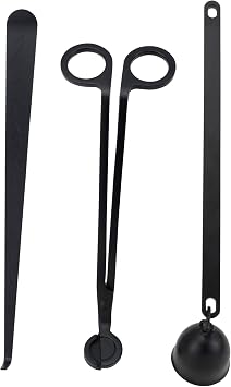 3 in 1 Candle Accessory Set with Candle Wick Trimmer & Wick Dipper & Candle Snuffer Extinguisher, Wick Cutter & Wick Scissor Candle Gift Set for Candle LoversBlack