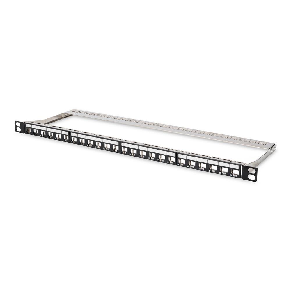 Digitus Patch Panel - Modular - For Keystone Modules - 19-inch - 24-port - Shielded - Rack Mount 0.5U - Black